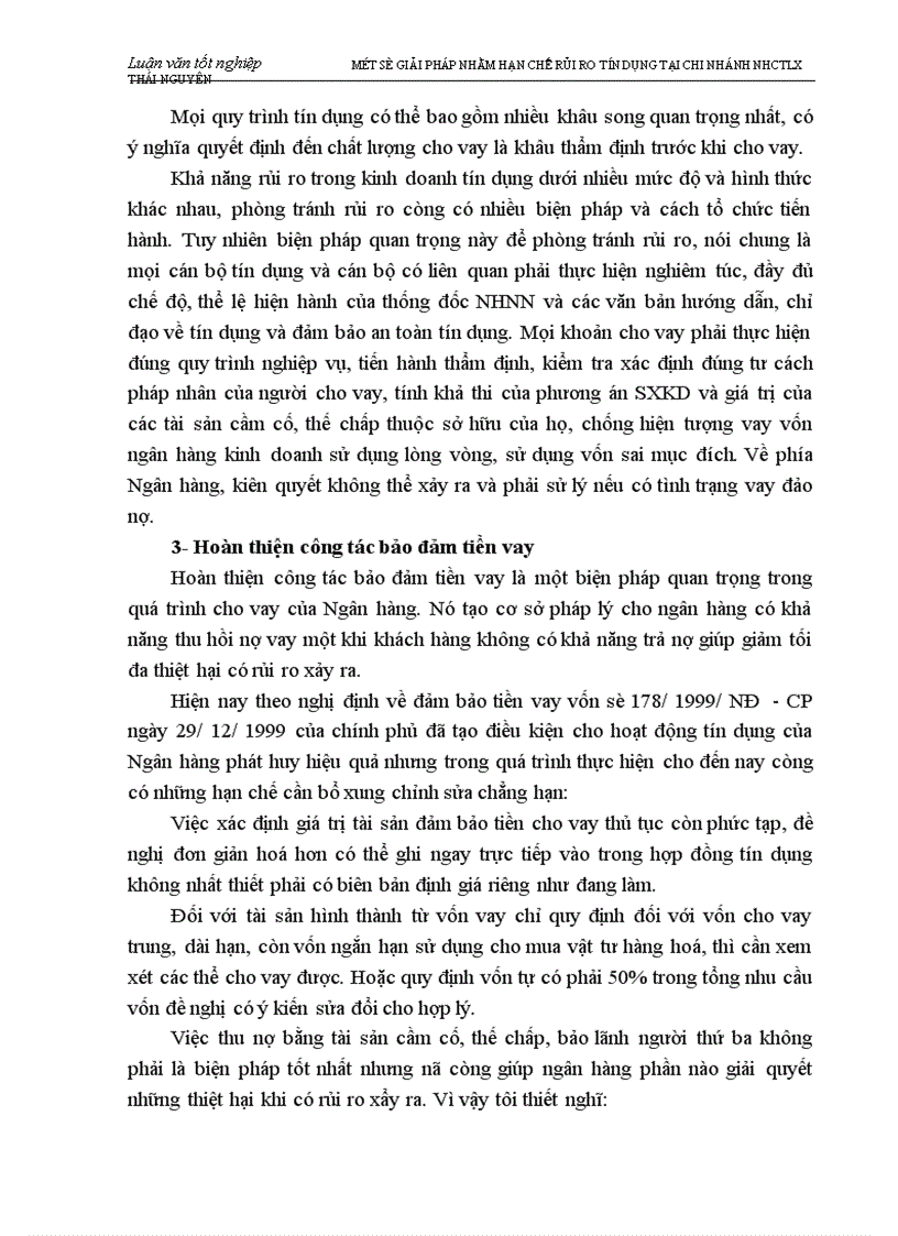 image for page Một số biện pháp nhằm hạn chế rủi ro tín dụng tại chi nhánh Ngân hàng Công thương Lưu Xá Thái Nguyên 1