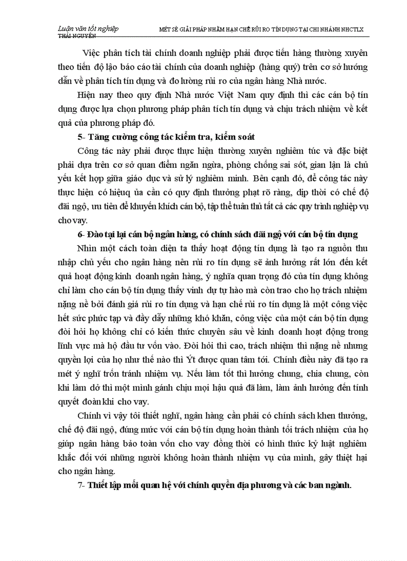 image for page Một số biện pháp nhằm hạn chế rủi ro tín dụng tại chi nhánh Ngân hàng Công thương Lưu Xá Thái Nguyên 1