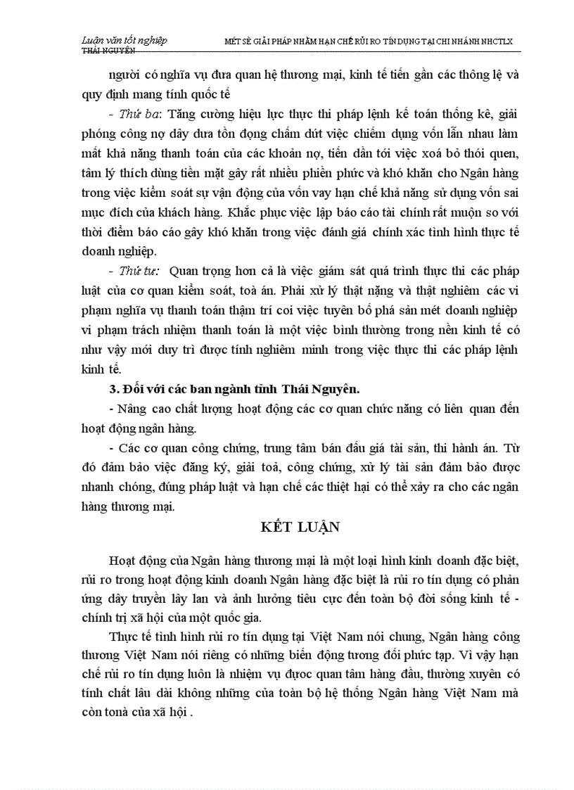 image for page Một số biện pháp nhằm hạn chế rủi ro tín dụng tại chi nhánh Ngân hàng Công thương Lưu Xá Thái Nguyên 1