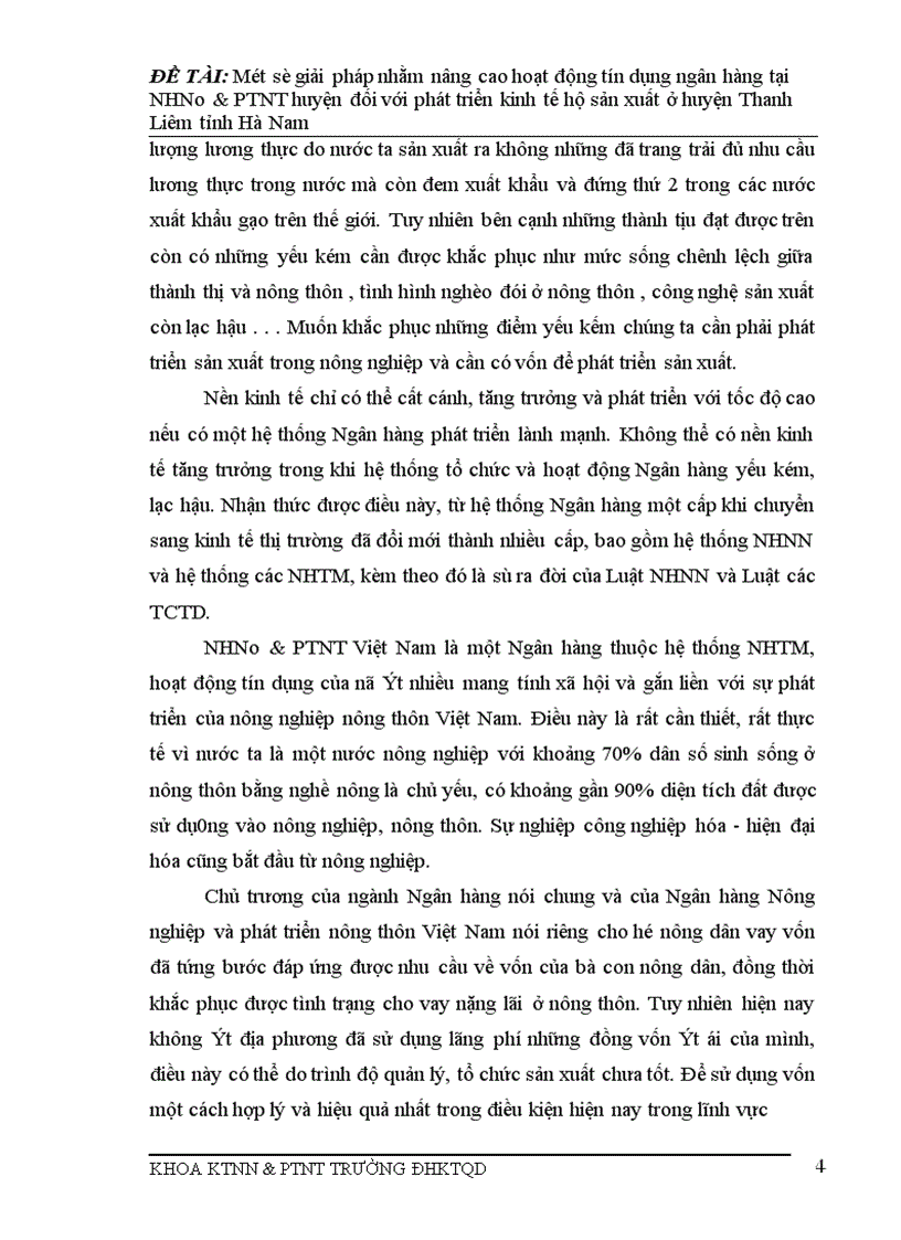 image for page Một số giải pháp cho Tín dụng ở NHNo PTNT huyện đối với phát triển kinh tế hộ sản xuất tại huyện Thanh Liêm tỉnh Hà Nam