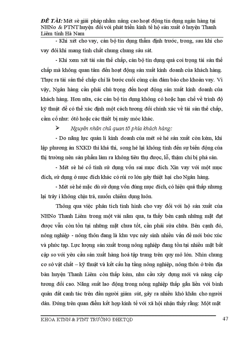 image for page Một số giải pháp cho Tín dụng ở NHNo PTNT huyện đối với phát triển kinh tế hộ sản xuất tại huyện Thanh Liêm tỉnh Hà Nam
