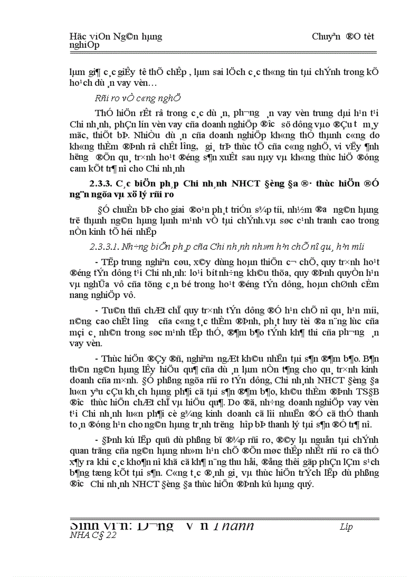 image for page Giải pháp hạn chế rủi ro tín dụng tại Chi nhánh Ngân hàng Công Thương khu vực Đống Đa 1