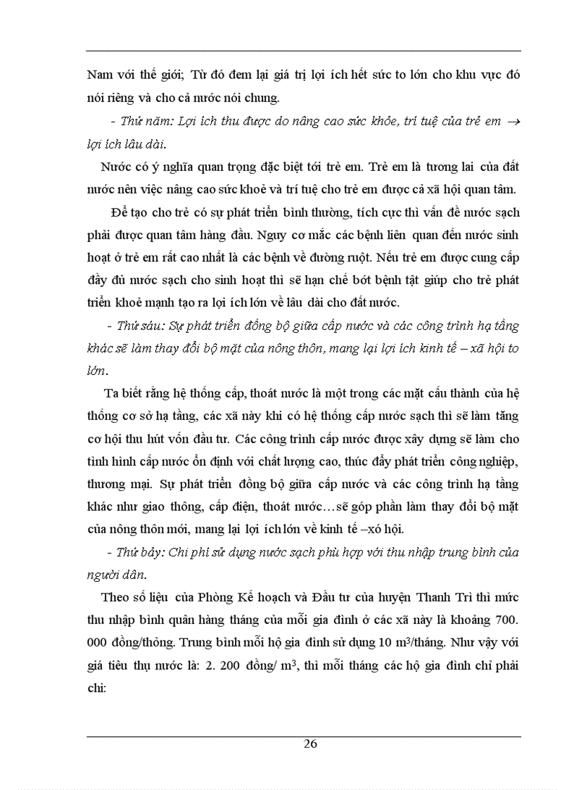 image for page Phân tích chi phí lợi ích của dự án cấp nước sinh hoạt cho các xã còn lại thuộc huyện Thanh Trì Hà Nội