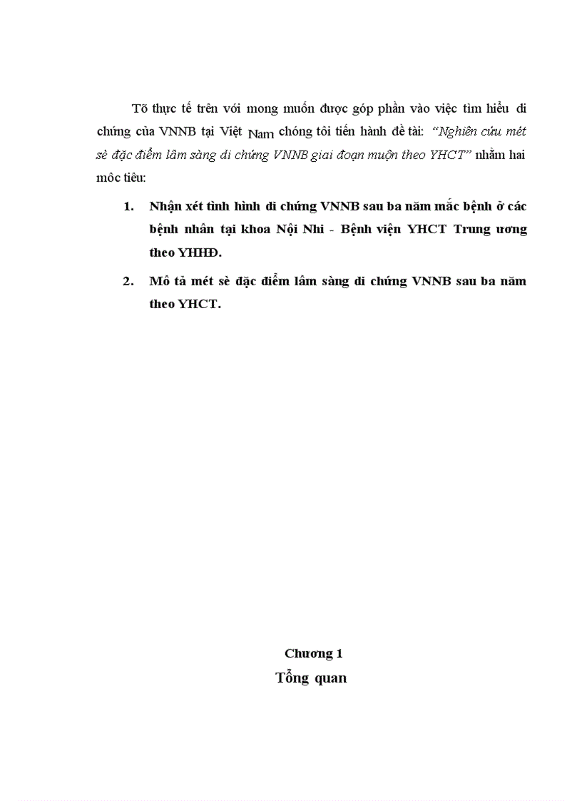 Nghiên cứu một số đặc điểm lâm sàng di chứng VNNB giai đoạn muộn theo YHCT