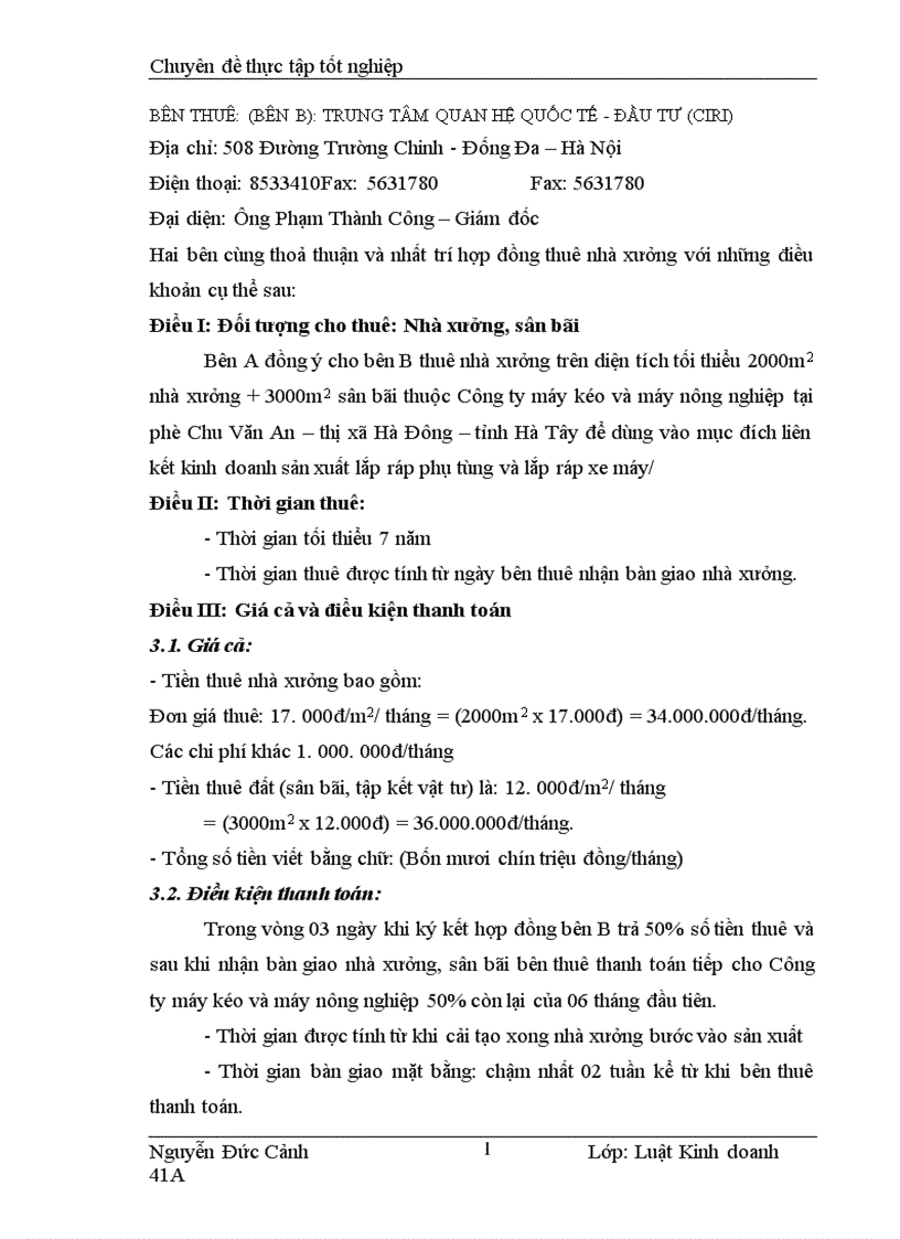 image for page Hợp đồng thuê nhà xưởng tại công ty Quan hệ quốc tế Đầu tư sản xuất CIRT chế độ pháp lý và thực tiễn áp dụng 1