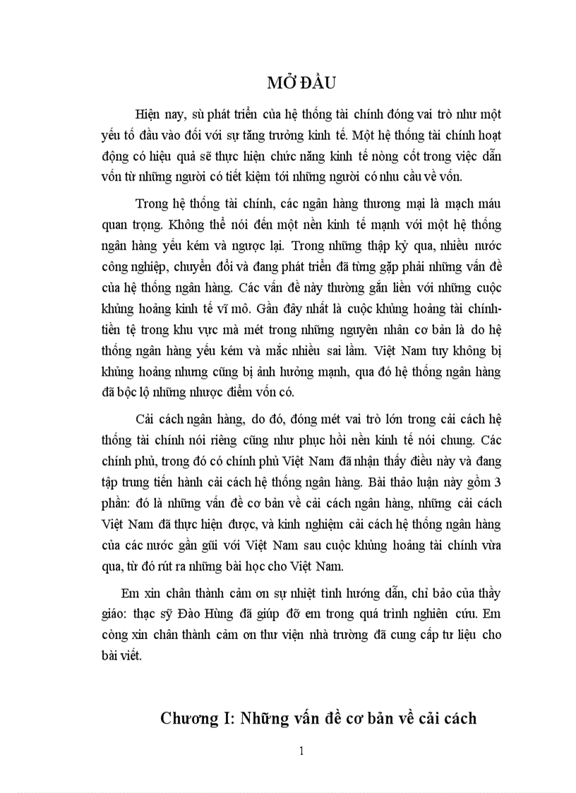 Hệ thống ngân hàng Việt Nam hiện trạng và những cải cách đã thực hiện 1
