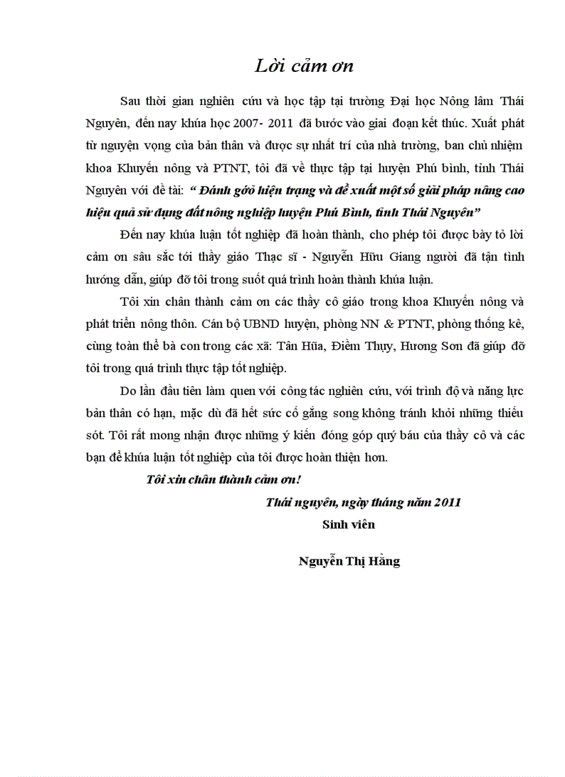 image for page Đánh giá hiện trạng và đề xuất một số giải pháp nâng cao hiệu quả sử dụng đất nông nghiệp huyện Phú Bình tỉnh Thái Nguyên