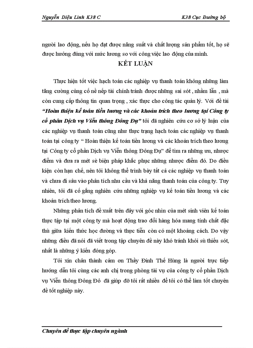 image for page Hoàn thiện kế toán tiền lương và các khoản trích theo lương tại Công ty cổ phân Dịch vụ Viễn thông Đông Đô 1