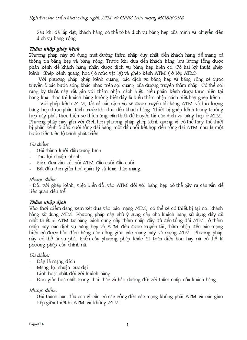 image for page Nghiên cứu triển khai công nghệ ATM và GPRS trên mạng MOBIFONE 1