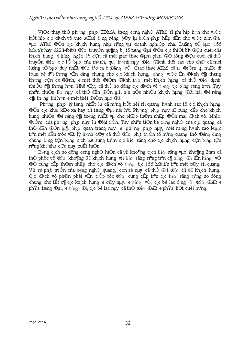 image for page Nghiên cứu triển khai công nghệ ATM và GPRS trên mạng MOBIFONE 1