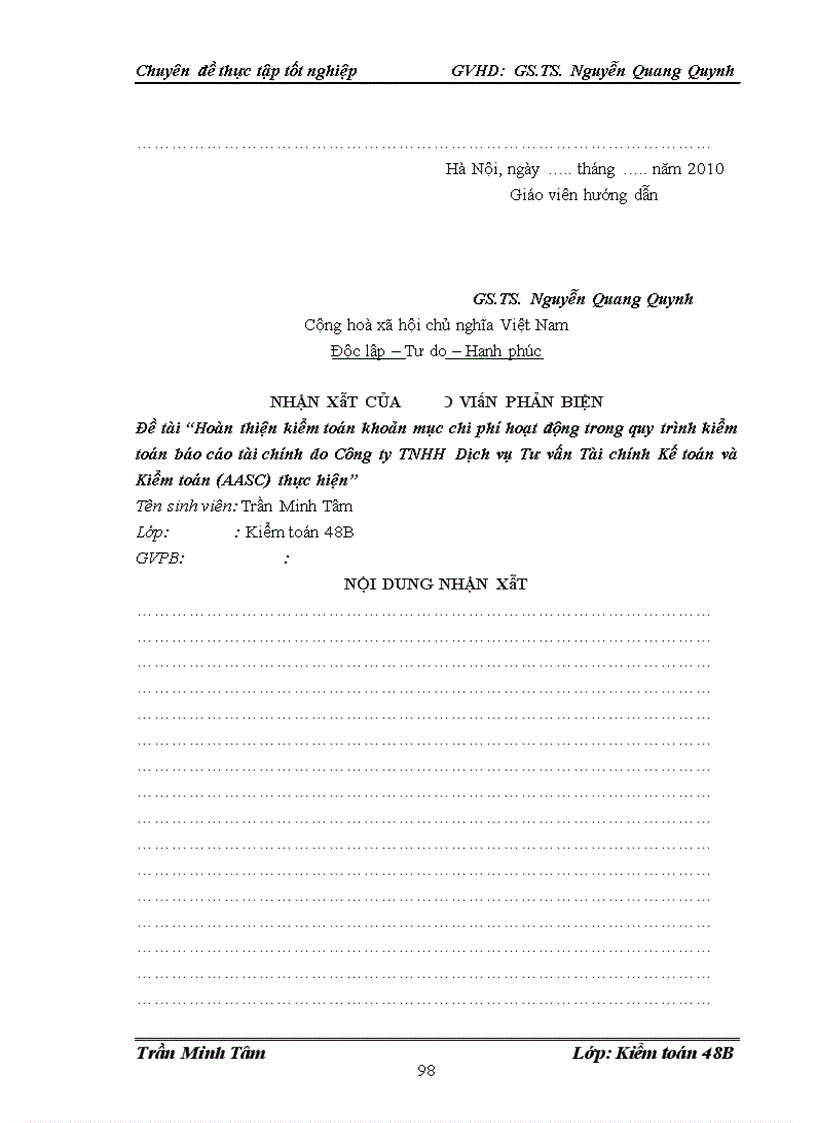 image for page Hoàn thiện kiểm toán khoản mục chi phí hoạt động trong kiểm toán báo cáo tài chính do Công ty TNHH dịch vụ tư vấn tài chính kế toán và kiểm toán AASA thực hiện