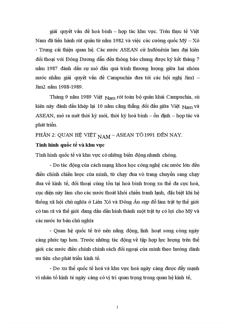 image for page Quan hệ Việt Nam Asean từ 1991 đến nay