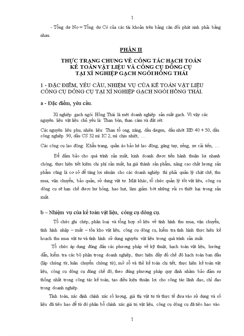 image for page Tổ chức công tác kế toán vật liệu và công cụ dụng cụ tại xí nghiệp gạch ngói Hồng Thái 1