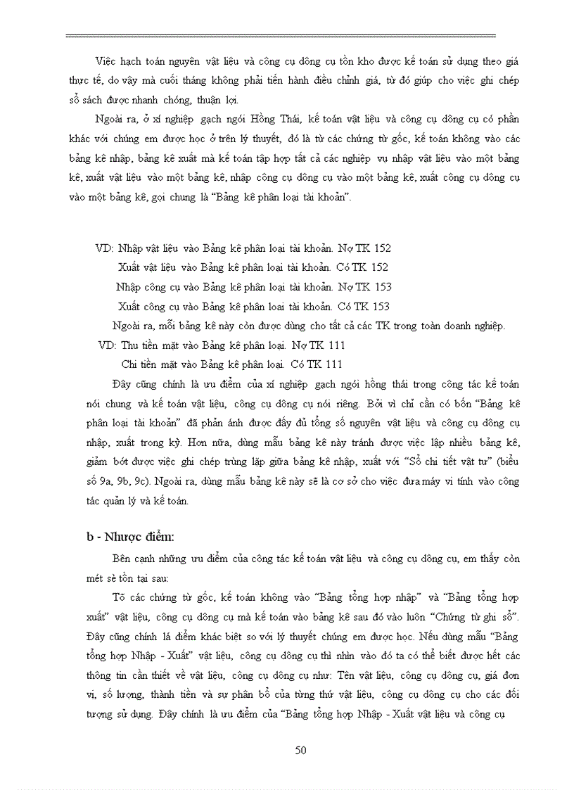 image for page Tổ chức công tác kế toán vật liệu và công cụ dụng cụ tại xí nghiệp gạch ngói Hồng Thái 1