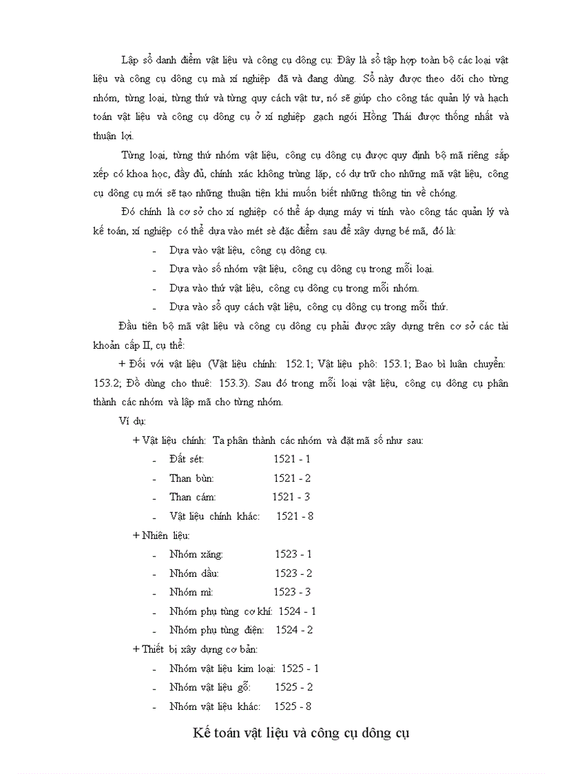 image for page Tổ chức công tác kế toán vật liệu và công cụ dụng cụ tại xí nghiệp gạch ngói Hồng Thái 1