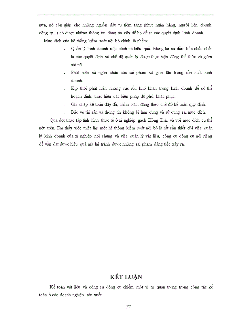 image for page Tổ chức công tác kế toán vật liệu và công cụ dụng cụ tại xí nghiệp gạch ngói Hồng Thái 1