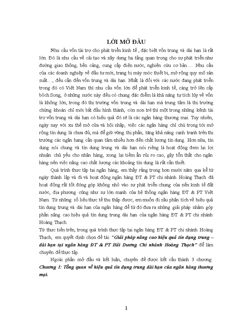 image for page Giải pháp nâng cao hiệu quả tín dụng trung dài hạn tại ngân hàng ĐT PT Hải Dương Chi nhánh Hoàng Thạch