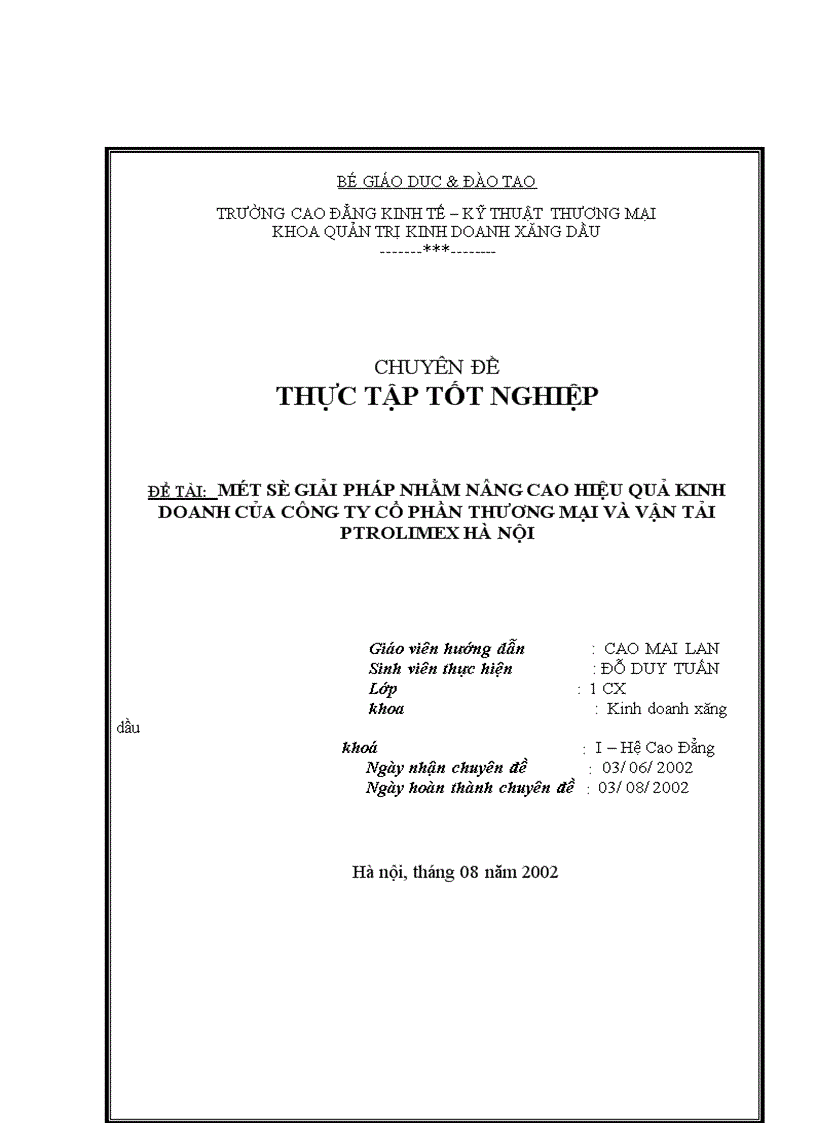 image for page Một số giải pháp nhằm nâng cao hiệu quả kinh doanh của Công ty cổ phần thương mại và vận tải Ptrolimex Hà Nội