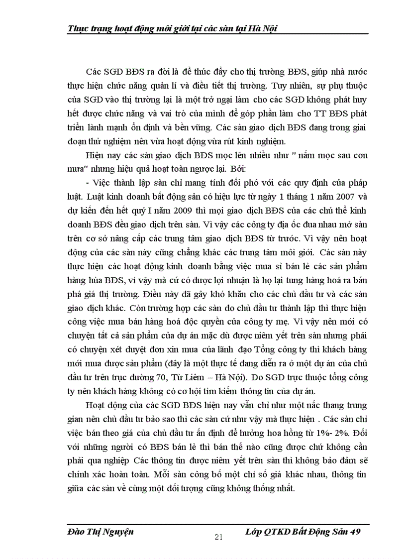 image for page Thực trạng hoạt động của các sàn tại Hà Nội