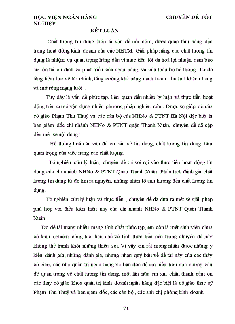 image for page Giải pháp nâng cao chất lượng tín dụng tại chi nhánh NHNo PTNT Quận Thanh Xuân