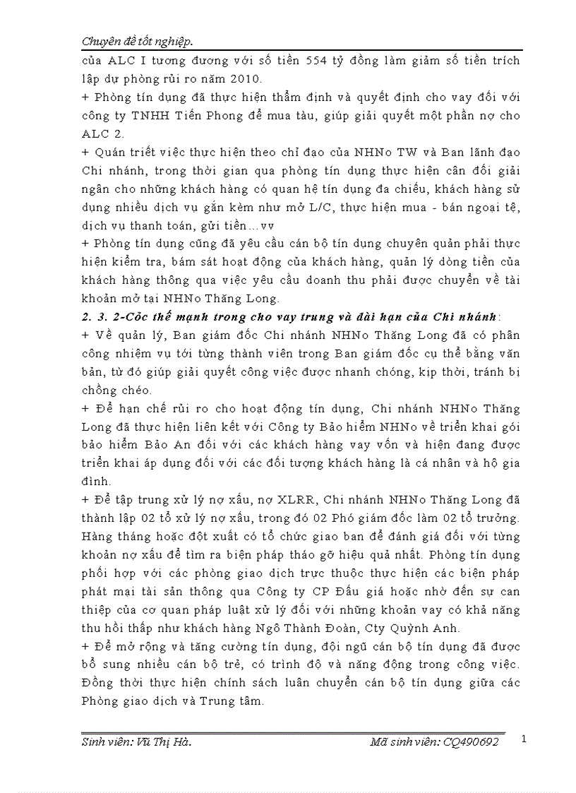 image for page Nâng cao chất lượng tín dụng trung và dài hạn tại Chi nhánh NHNo PTNT Thăng Long