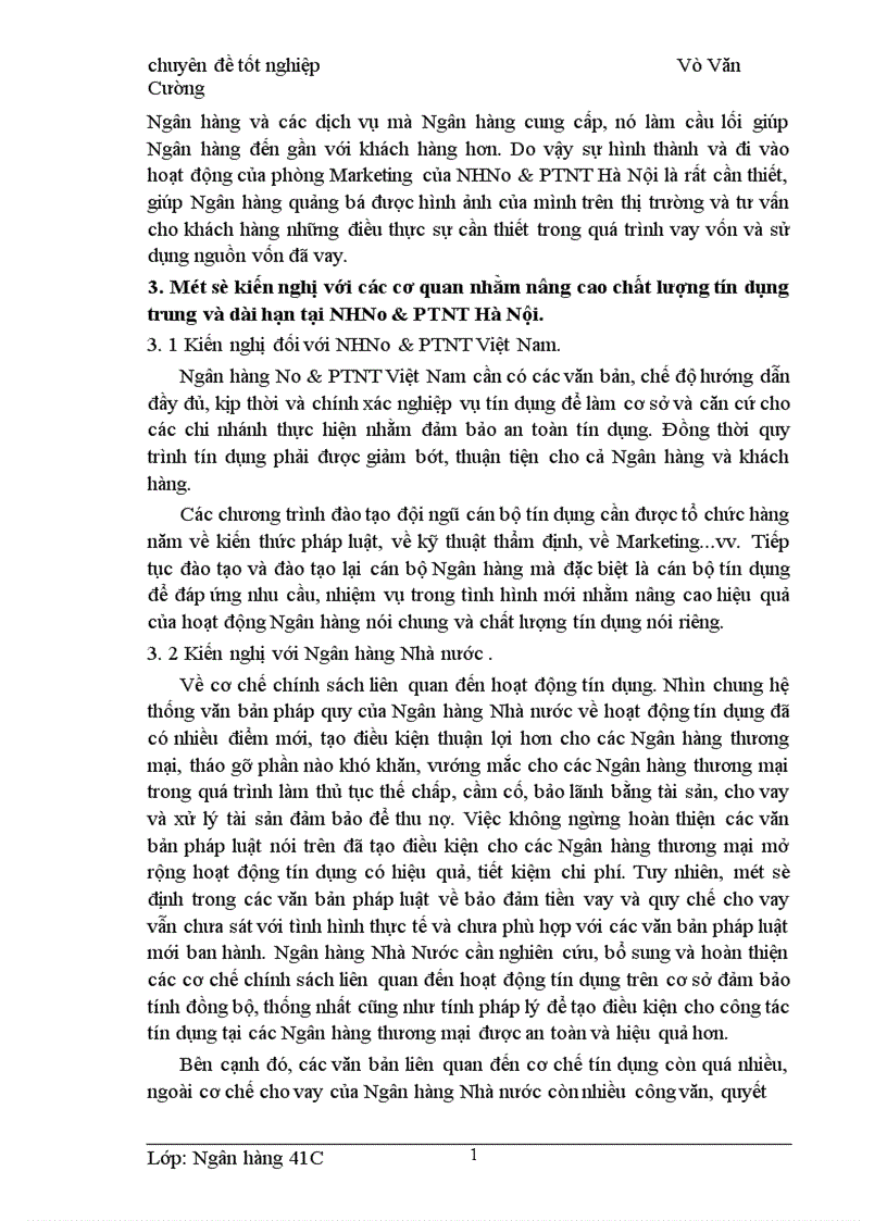 image for page Giải pháp nâng cao chất lượng tín dụng trung và dài hạn tại NHNo PTNT Hà Nội 1