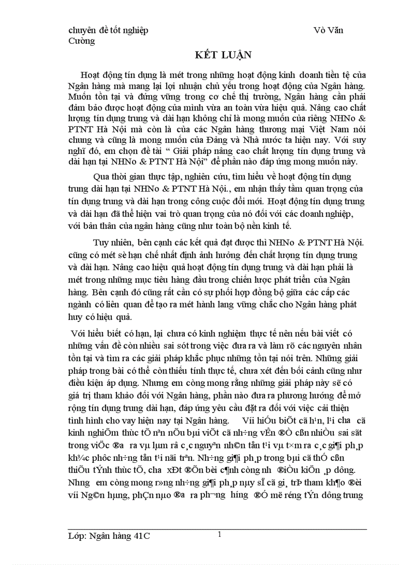 image for page Giải pháp nâng cao chất lượng tín dụng trung và dài hạn tại NHNo PTNT Hà Nội 1