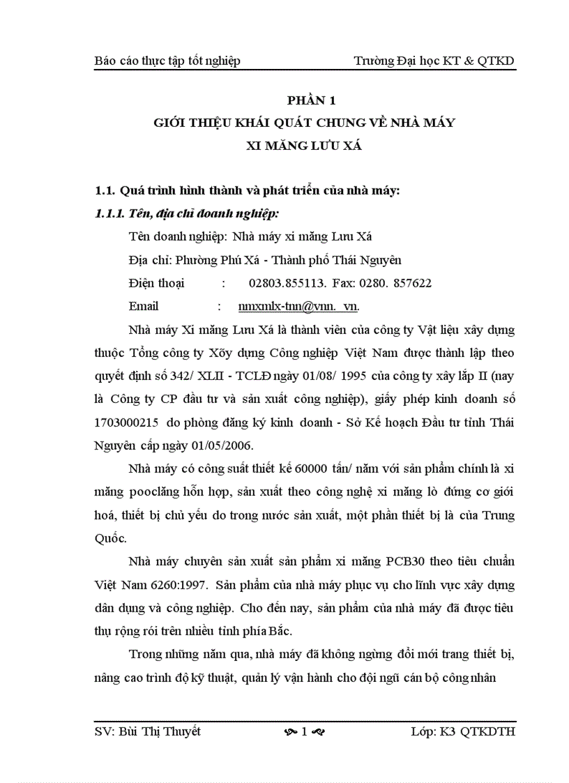 image for page Phân tích hoạt động sản xuất kinh doanh của nhà máy xi măng Lưu Xá