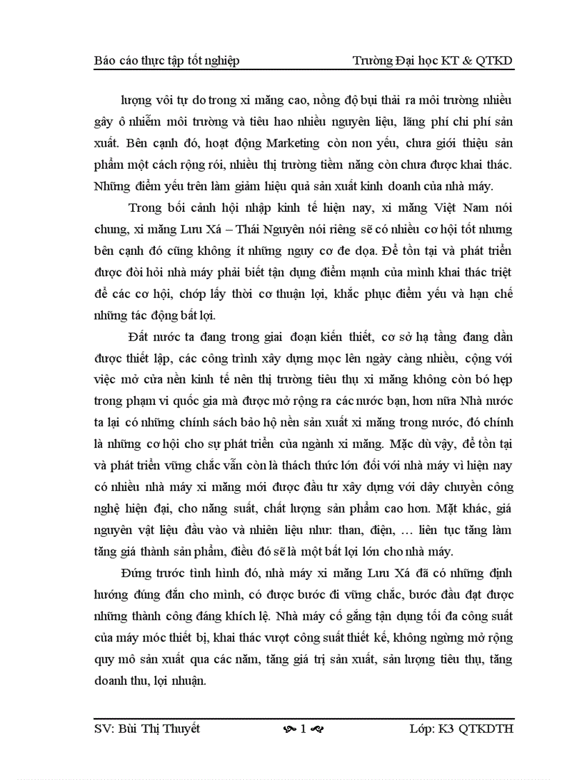 image for page Phân tích hoạt động sản xuất kinh doanh của nhà máy xi măng Lưu Xá