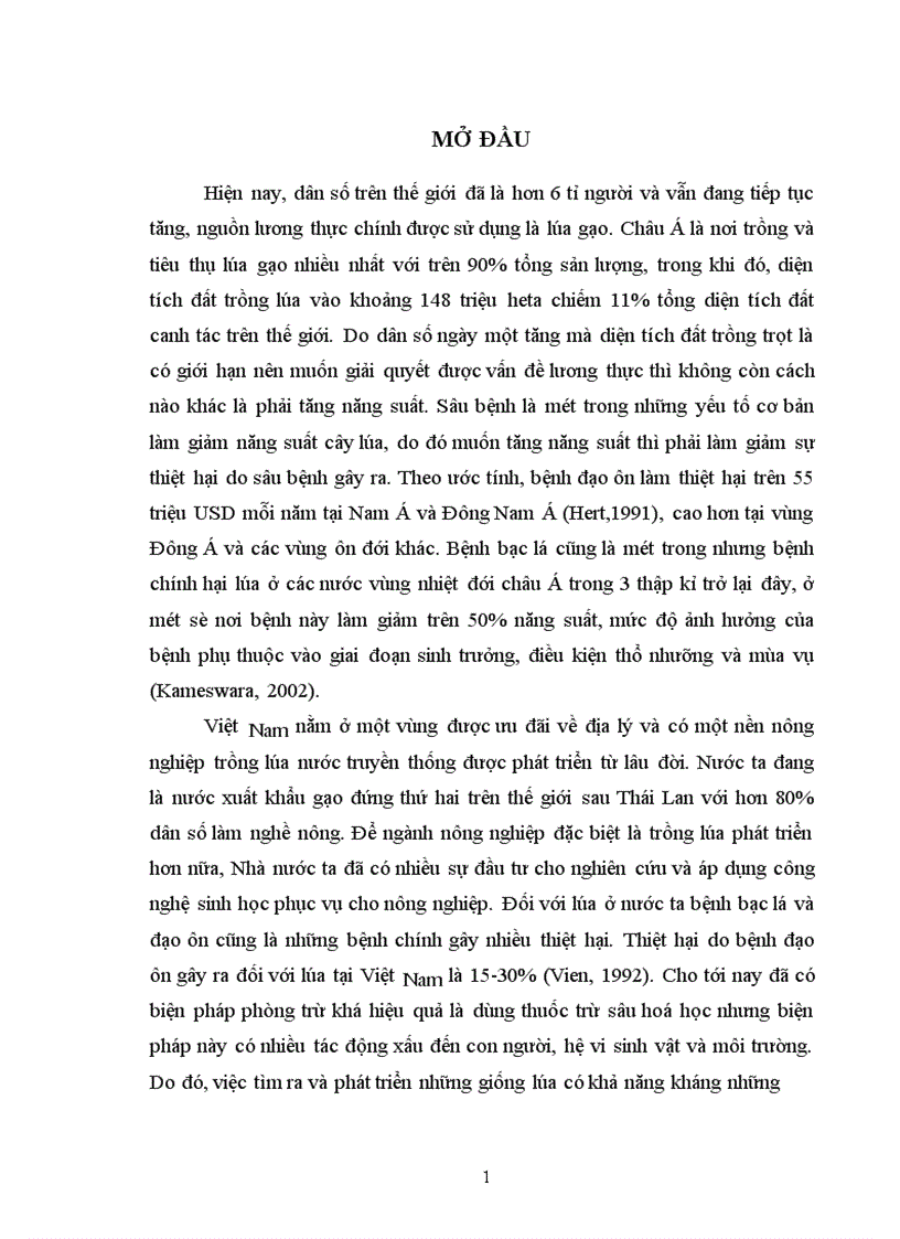image for page Phân tích đa dạng trình tự nucleotit các vùng tương đồng gen kháng ở một số giống lúa Việt Nam