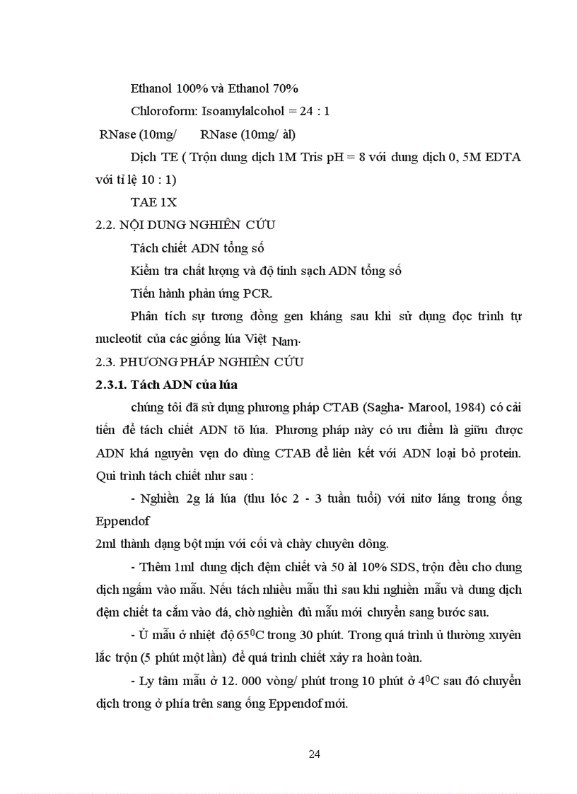 image for page Phân tích đa dạng trình tự nucleotit các vùng tương đồng gen kháng ở một số giống lúa Việt Nam