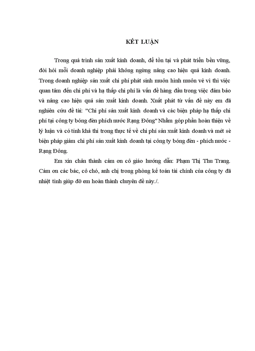 image for page Chi phí sản xuất và các giải pháp hạ thấp chi phí sản xuất kinh doanh tại Công ty Bóng đèn Phích nước Rạng Đông 1