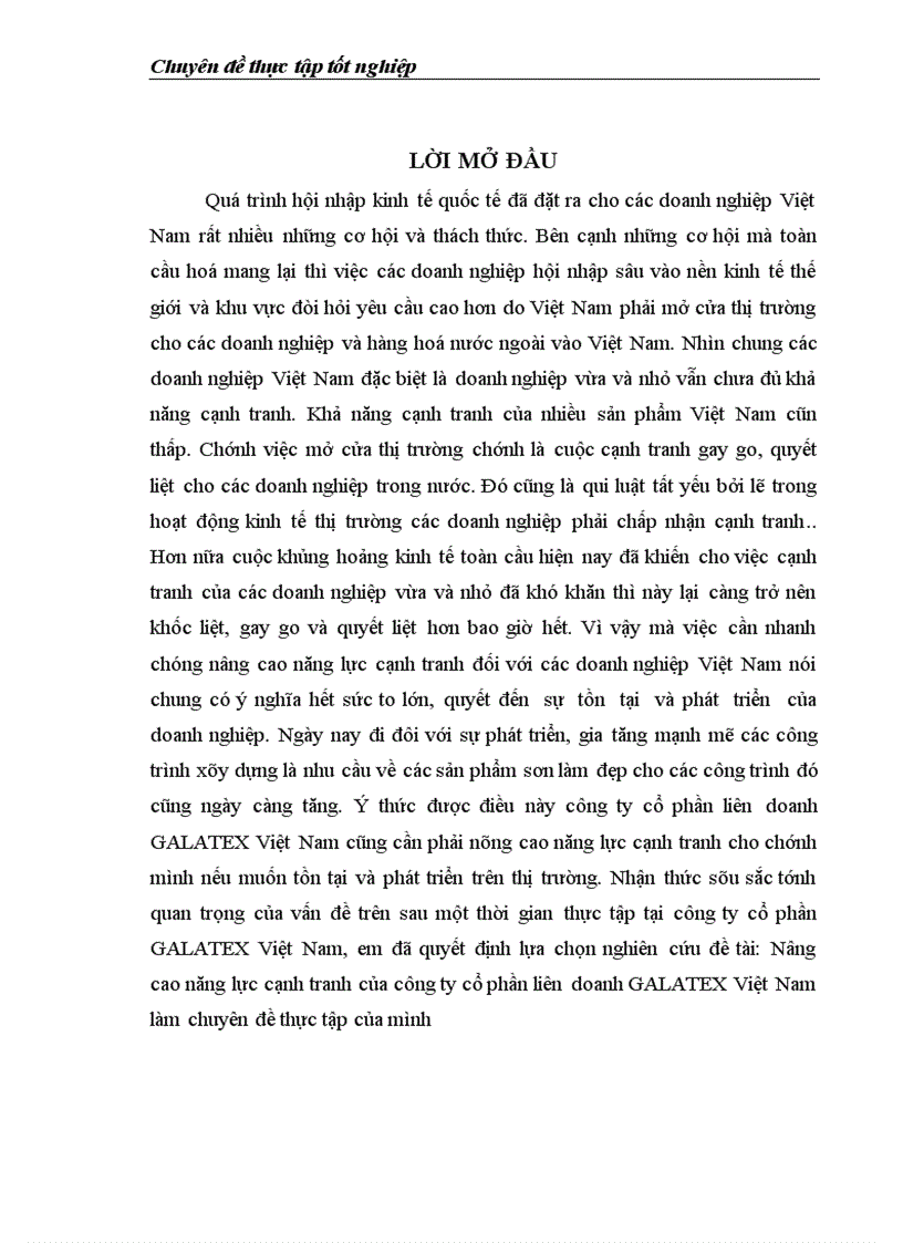 image for page Nâng cao năng lực cạnh tranh của công ty cổ phần liên doanh GALATEX Việt Nam