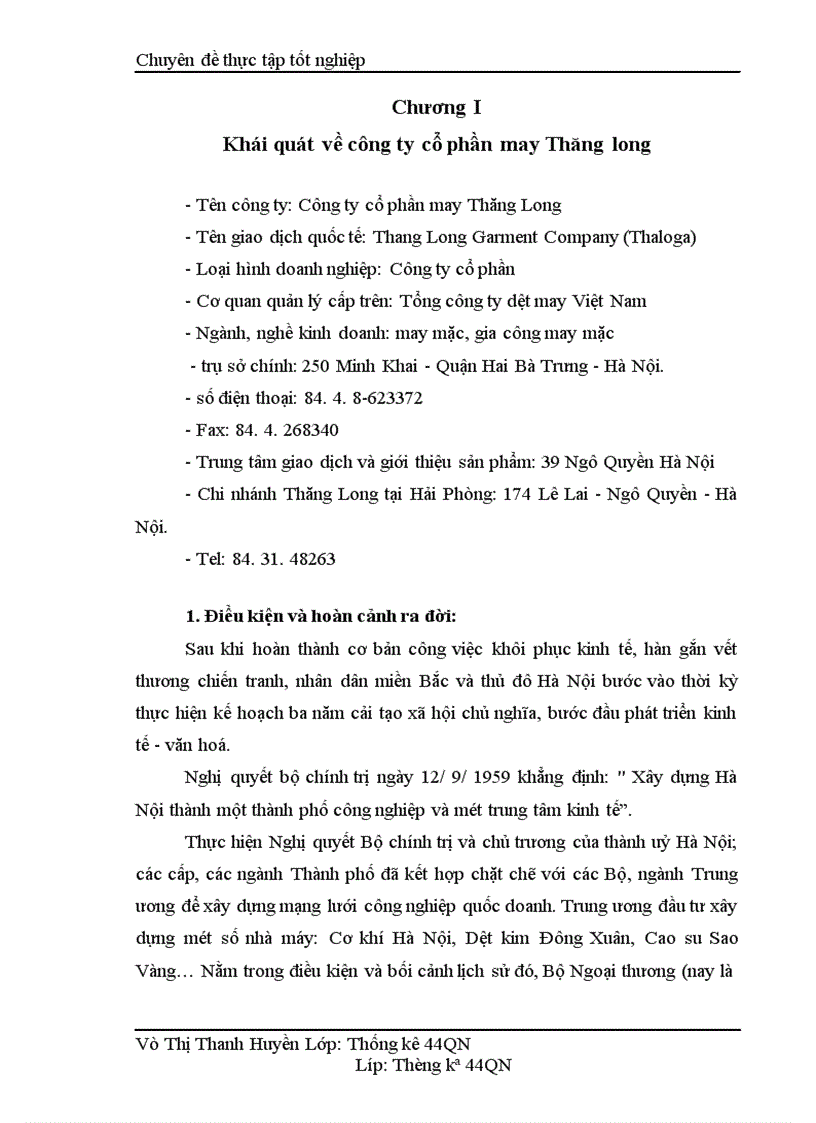 Phân tích tình hình hoạt động sản xuất kinh doanh của công ty Cổ phần may Thăng Long giai đoạn 2000 2005 1