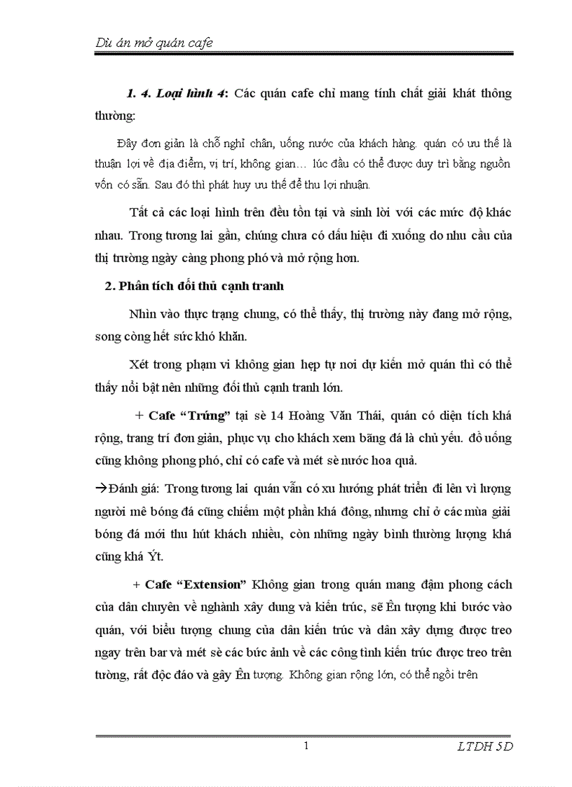 image for page Dự án mở quán cafe