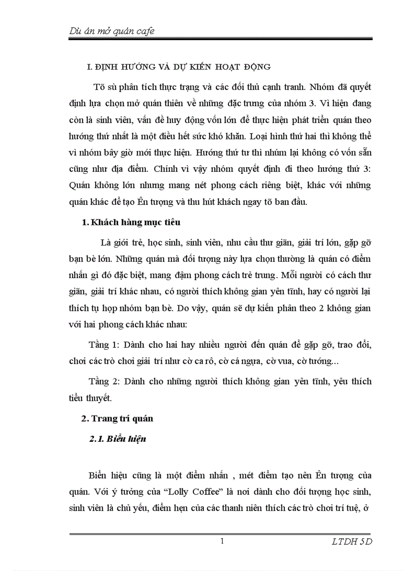 image for page Dự án mở quán cafe