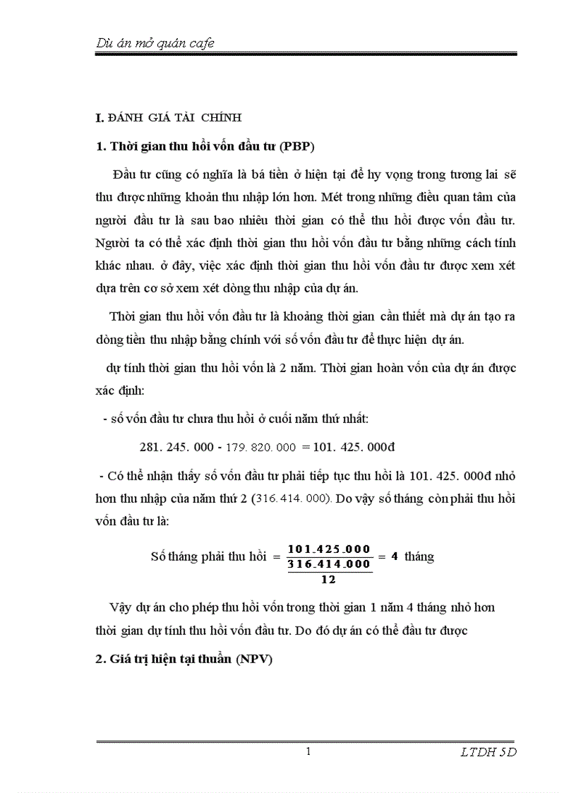 image for page Dự án mở quán cafe