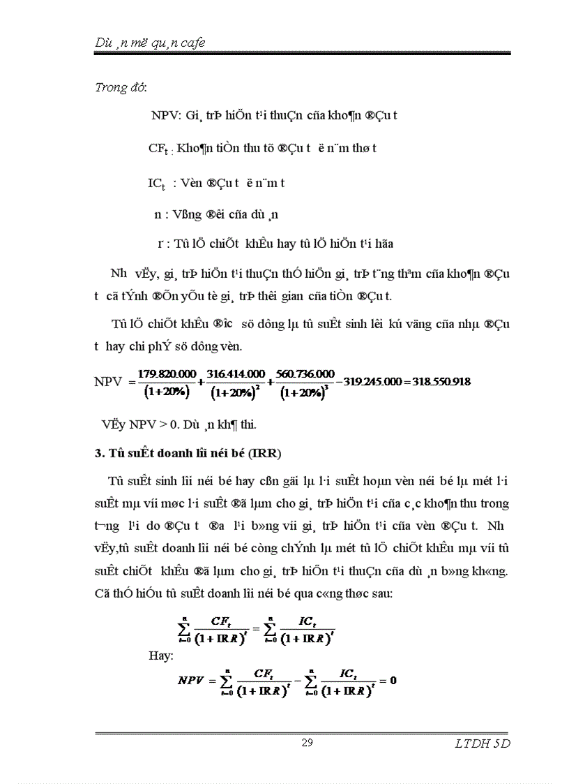 image for page Dự án mở quán cafe