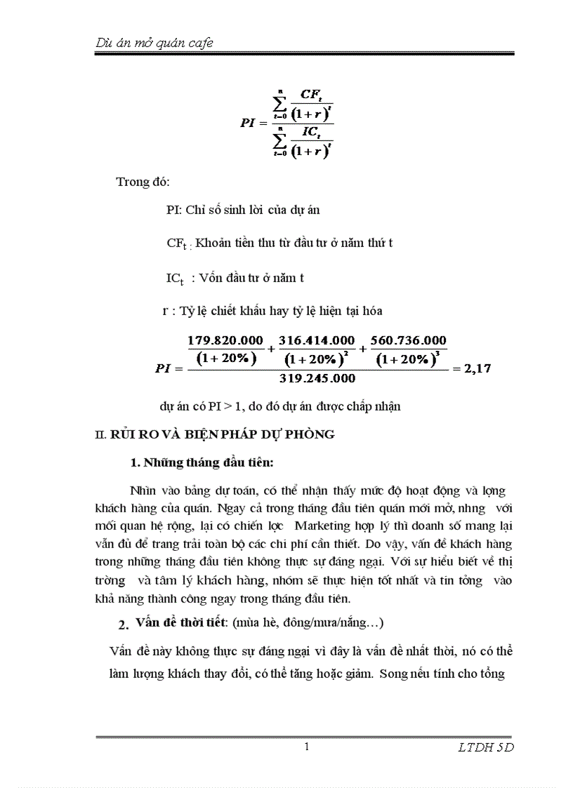 image for page Dự án mở quán cafe