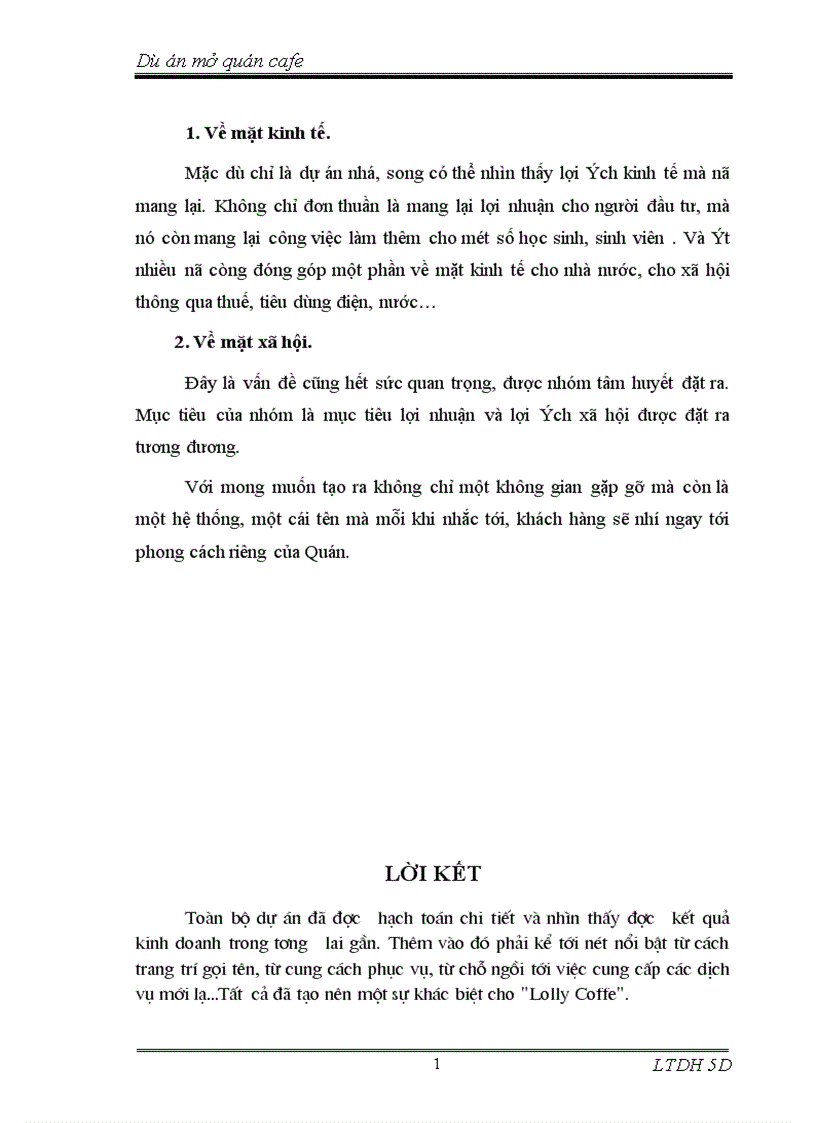 image for page Dự án mở quán cafe