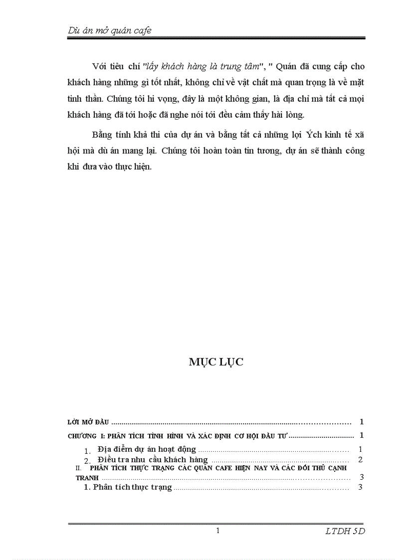 image for page Dự án mở quán cafe