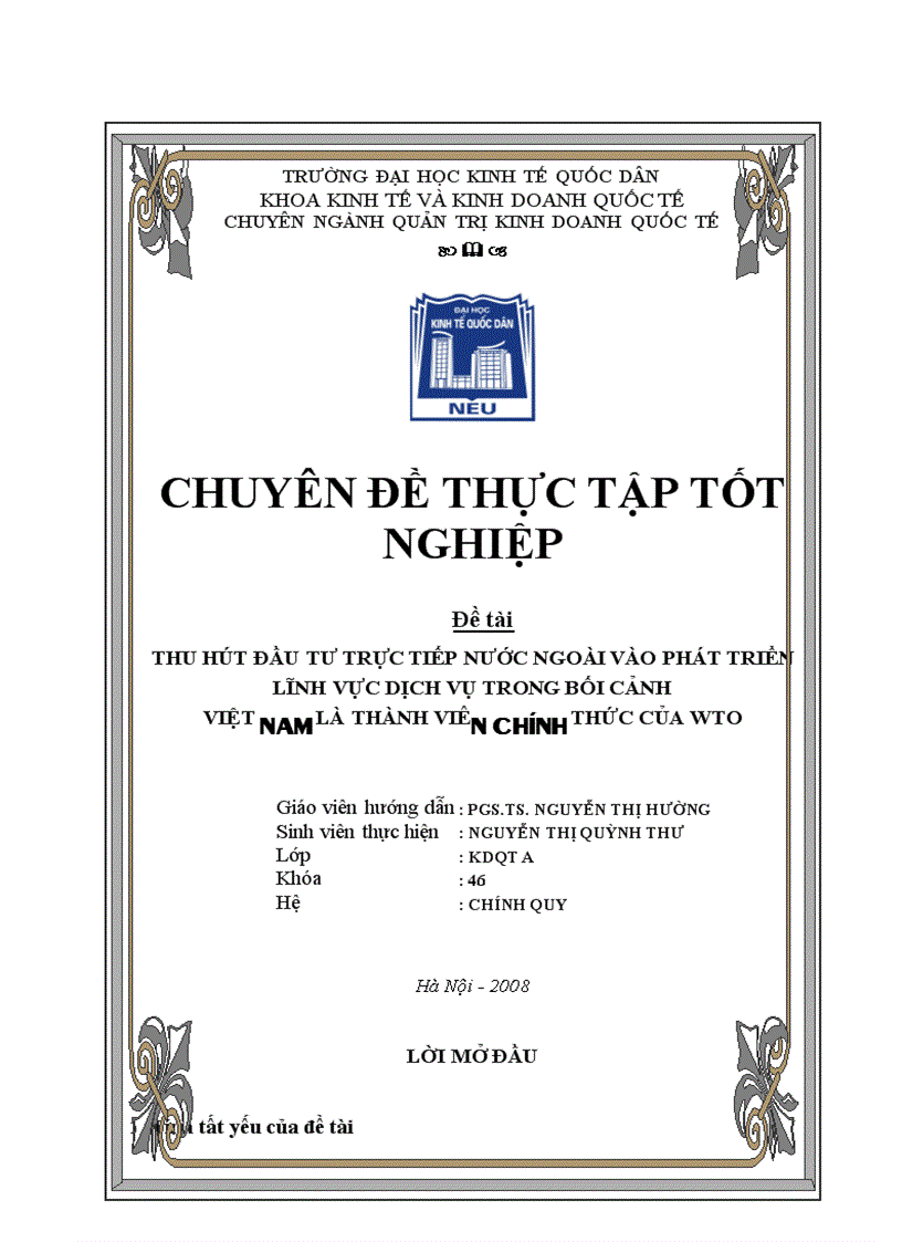 image for page Thu hút đầu tư trực tiếp nước ngoài vào phát triển lĩnh vực dịch vụ trong bối cảnh Việt Nam là thành viên chính thức của WTO