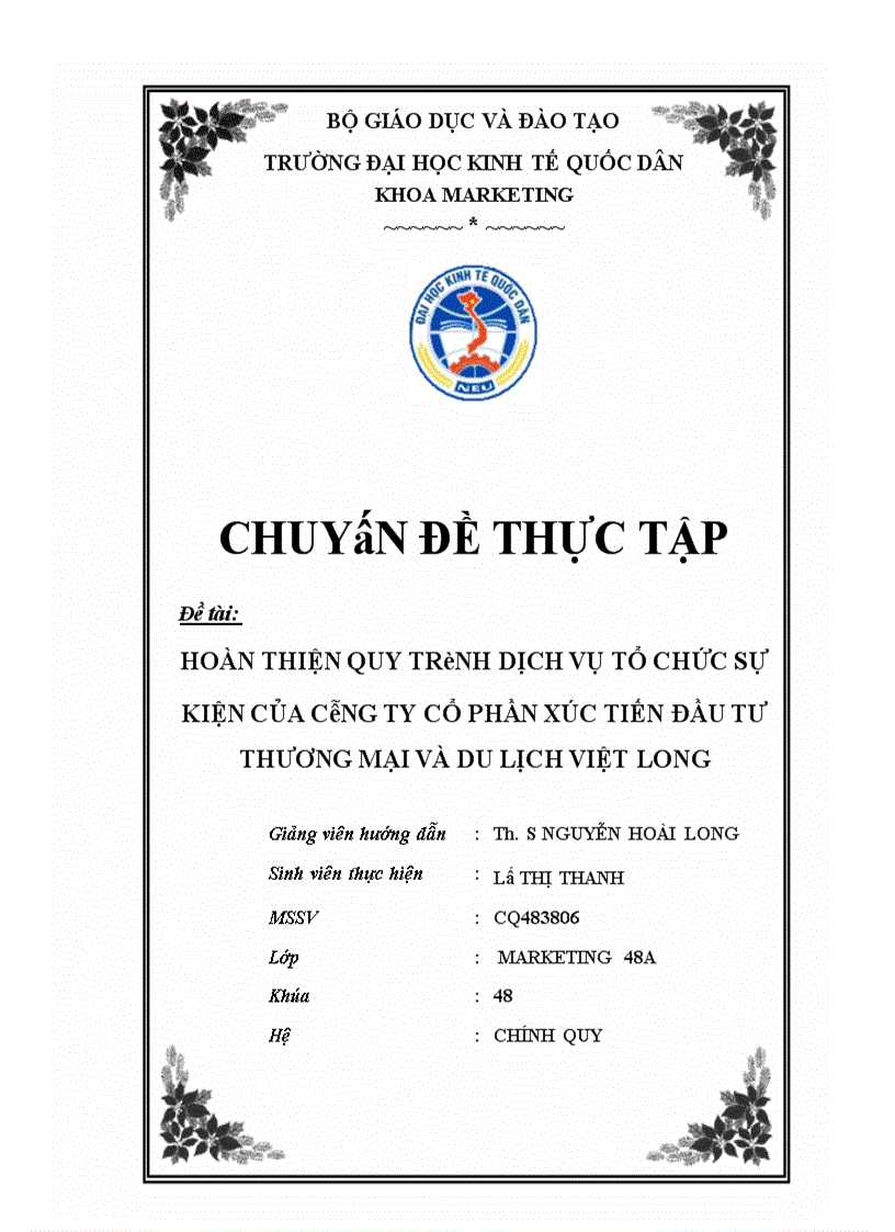 Hoàn thiện quy trình dịch vụ tổ chức sự kiện của công ty cổ phần xúc tiến đầu tư thương mại và du lịch Việt Long 1