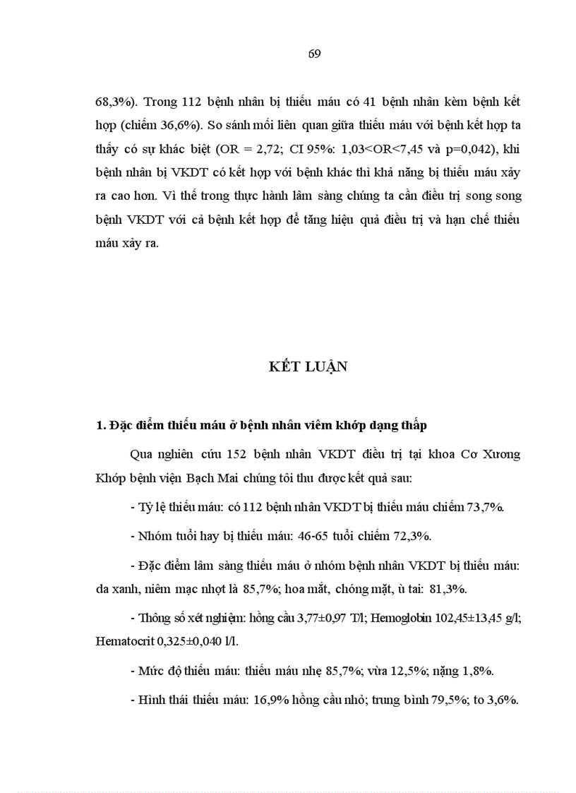 image for page Nghiên cứu đặc điểm của hội chứng thiếu máu và một số yếu tố liên quan trong bệnh viêm khớp dạng thấp