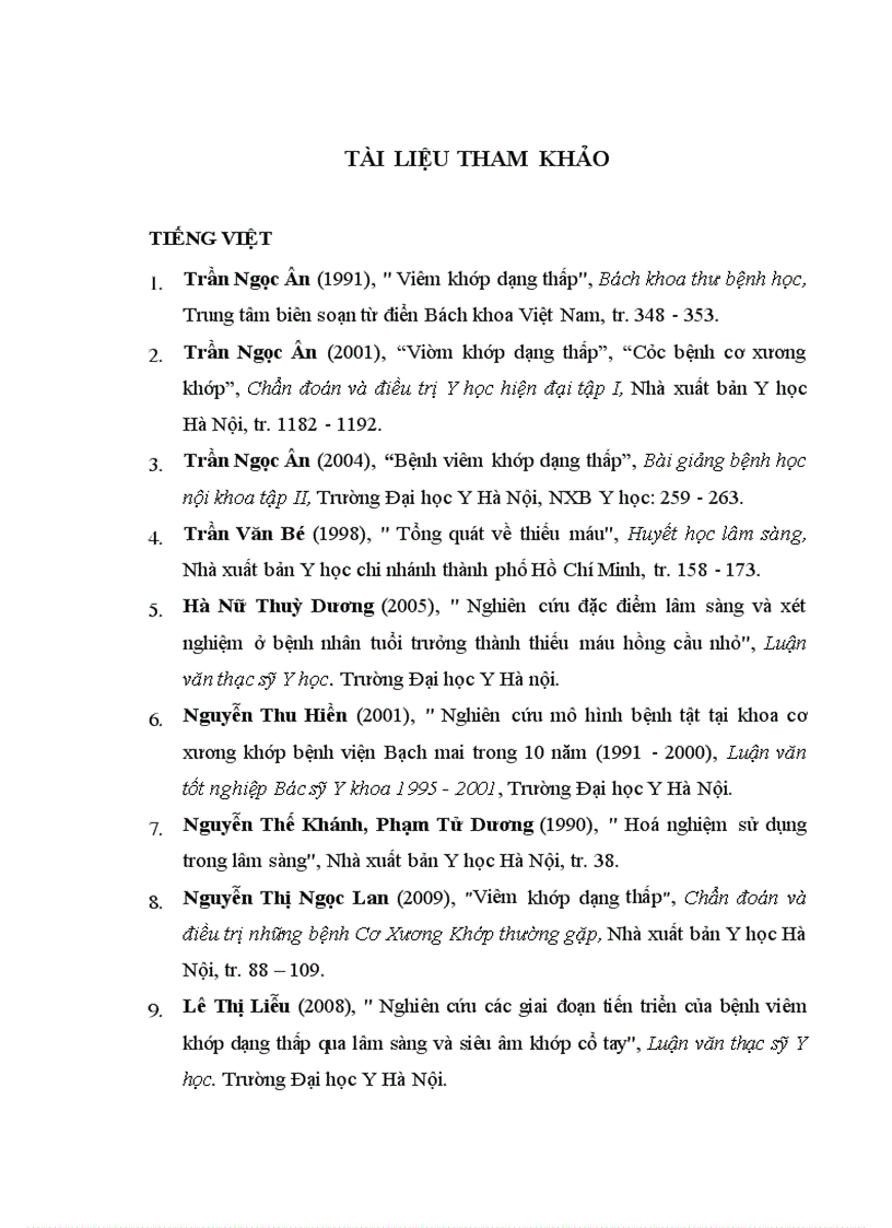 image for page Nghiên cứu đặc điểm của hội chứng thiếu máu và một số yếu tố liên quan trong bệnh viêm khớp dạng thấp