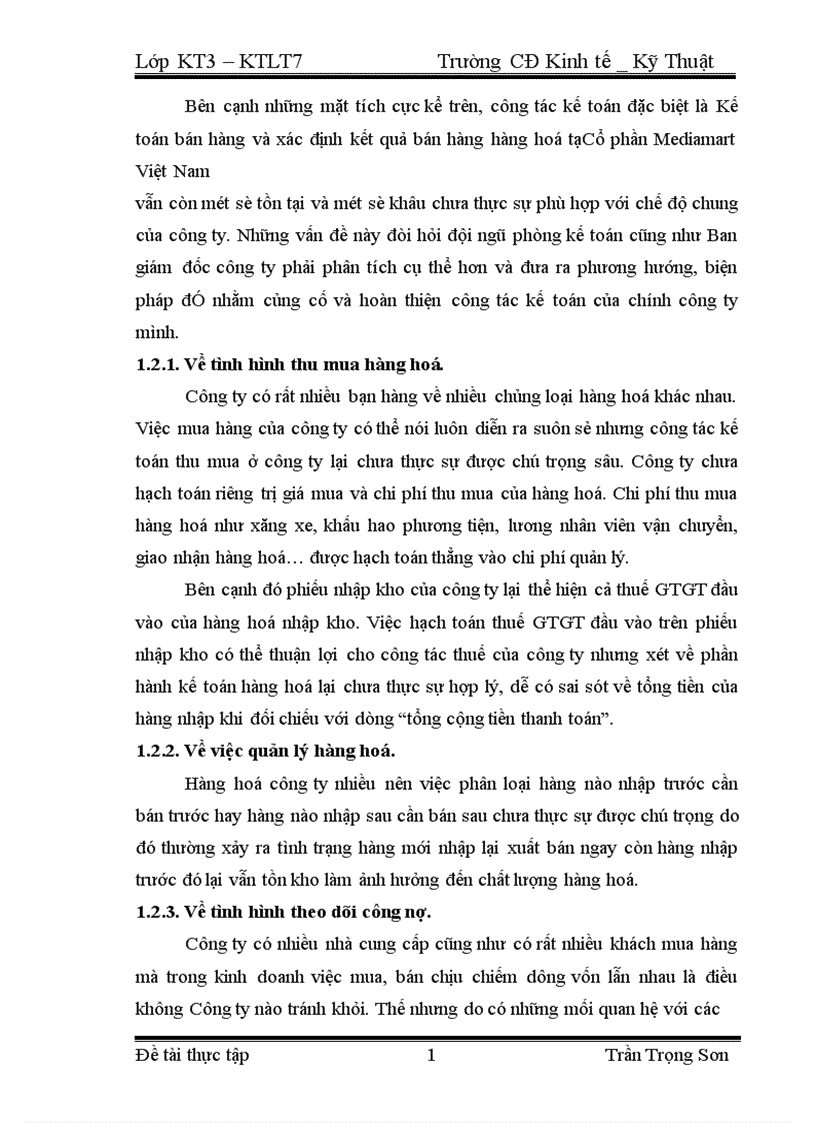 image for page Tổ chức kế toán bán hàng và xác định kết quả bán hàng ở Công ty Công ty CP Mediamart VN