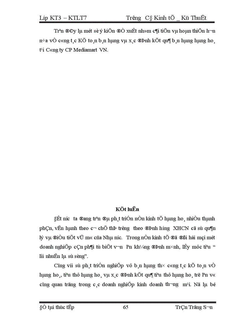 image for page Tổ chức kế toán bán hàng và xác định kết quả bán hàng ở Công ty Công ty CP Mediamart VN