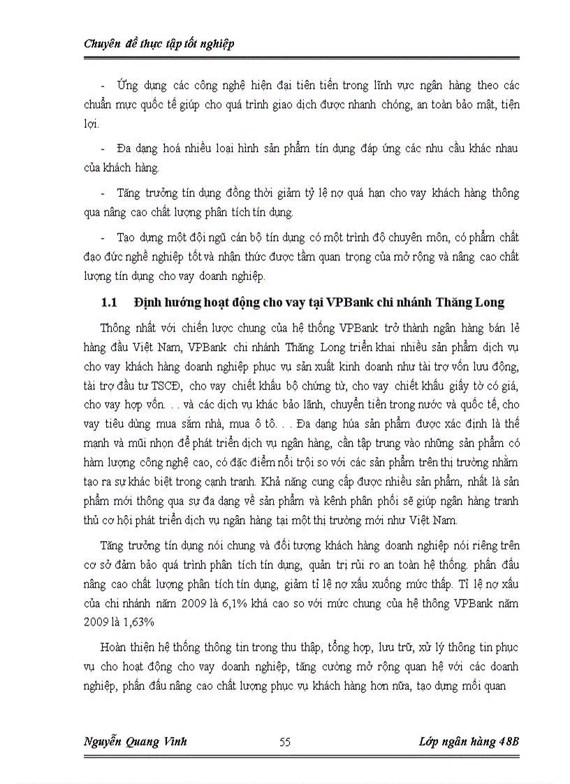 image for page Nâng cao chất lượng phân tích tín dụng trong công tác cho vay doanh nghiệp tại ngân hàng VPBank chi nhánh Thăng Long 1