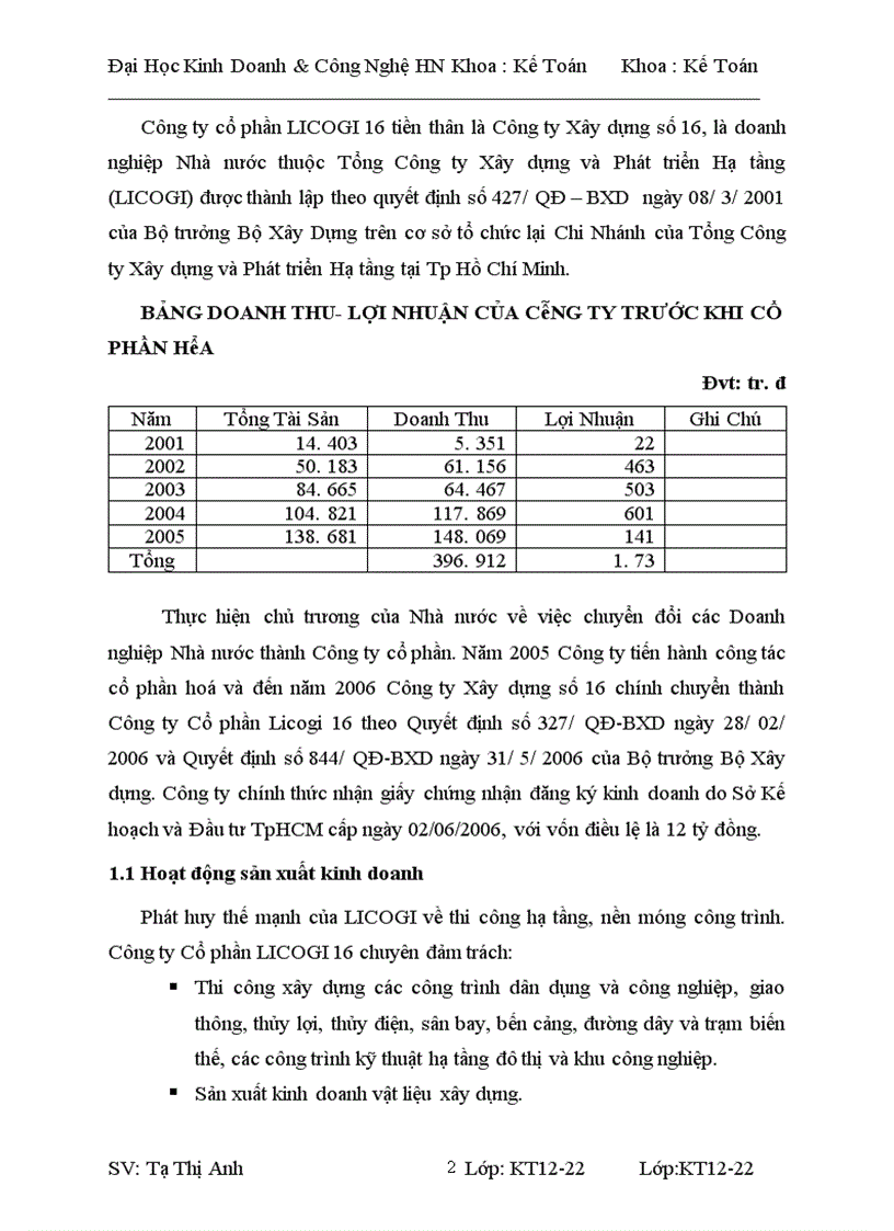 image for page Tình hình tổ chức bộ máy kế toán và công tác kế toán tại licogi 16