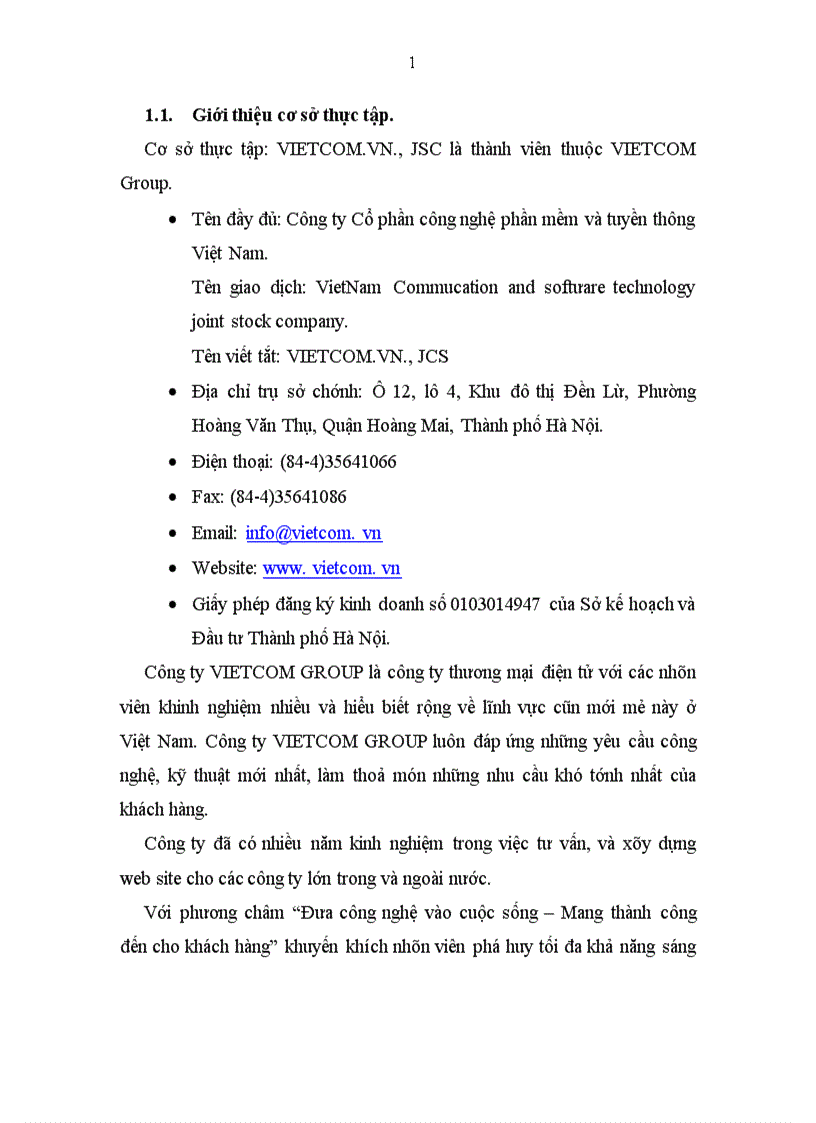 image for page Báo cáo thực tập tổng hợp tại Công ty Cổ phần công nghệ phần mềm và tuyền thông Việt Nam